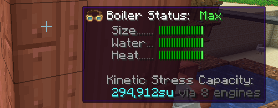 screenshot showing a steam engine is producing energy at its maximum capacity